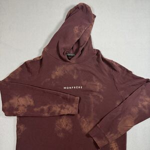 Monfrère Justin Hoodie Men's L Fire Tie Dye Brown Acid Wash Made in USA